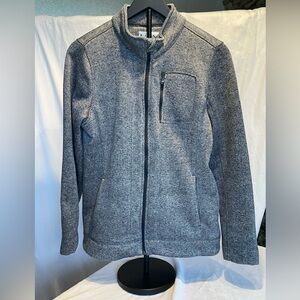 Marc New York women’s Gray Herringbone Zip-Up Jacket fleece lined Med